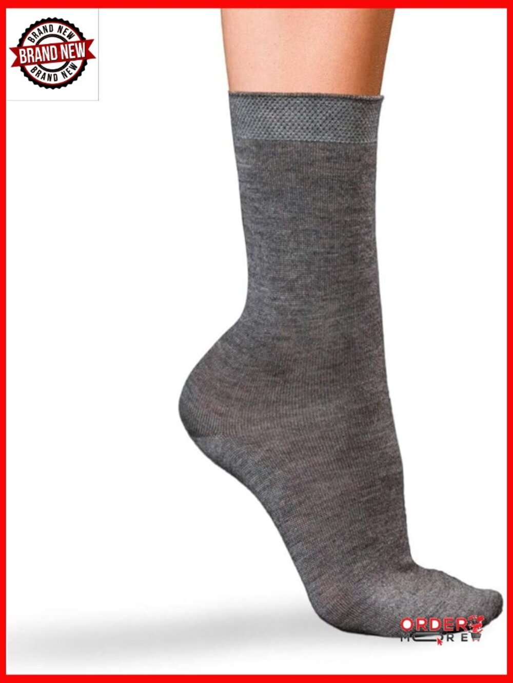 Luxury Cashmere Dress Socks, Mid-Calf Crew Length, 1 Pair